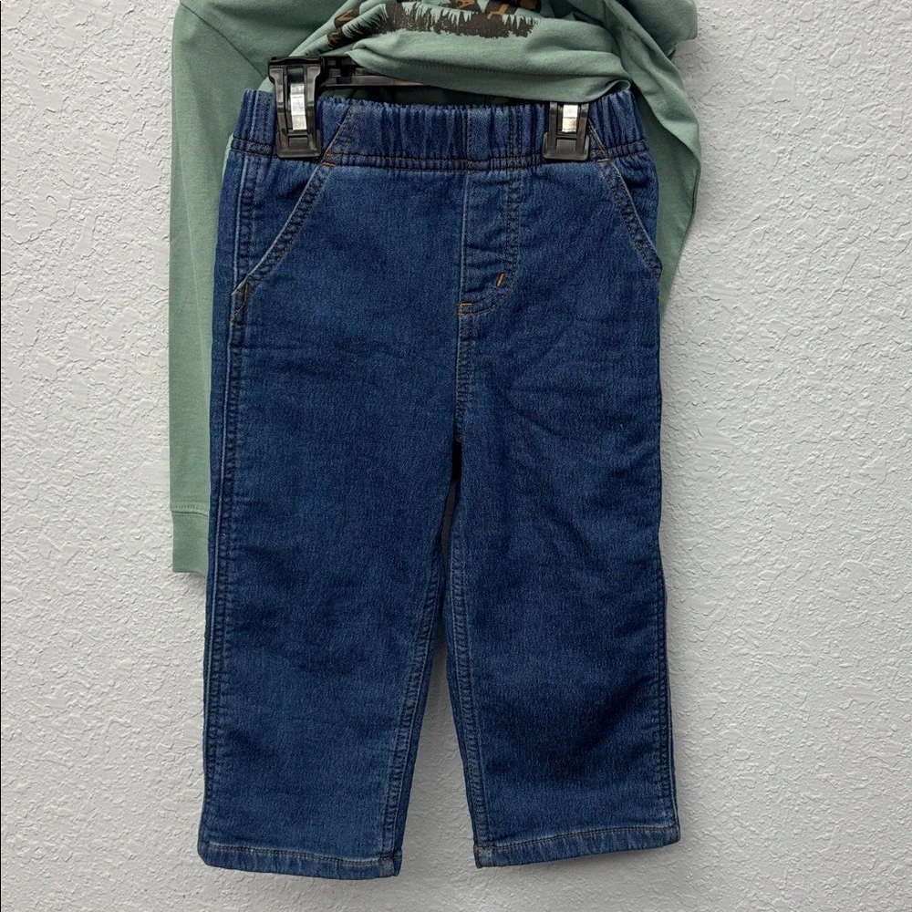 NWT Carhartt Kids Sz 24mo Mint Dog Graphic LSS and Matching Denim Pant Set - Picture 5 of 9